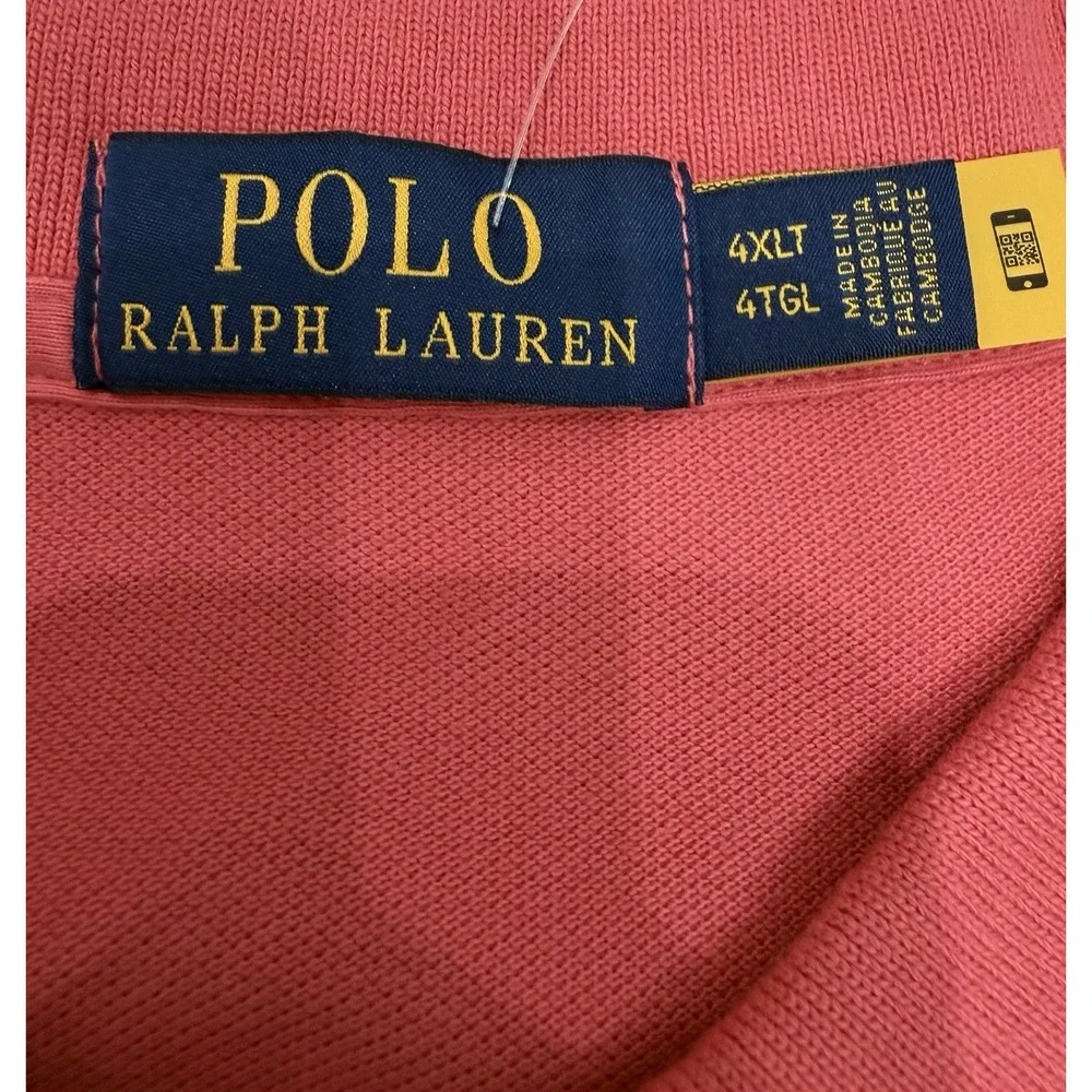 POLO RALPH LAUREN Red Sky Custom Slim Fit Mesh Polo Shirt Size 4XLT NWT